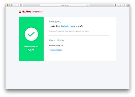 mcafee safe website check.